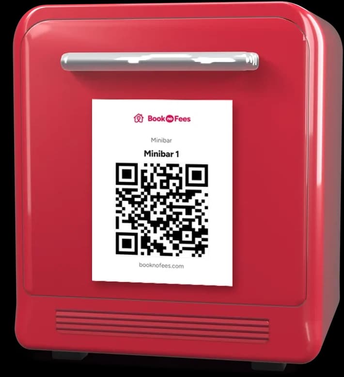 Minibar BookNoFees: la tarjeta con el código QR impresa en su puerta